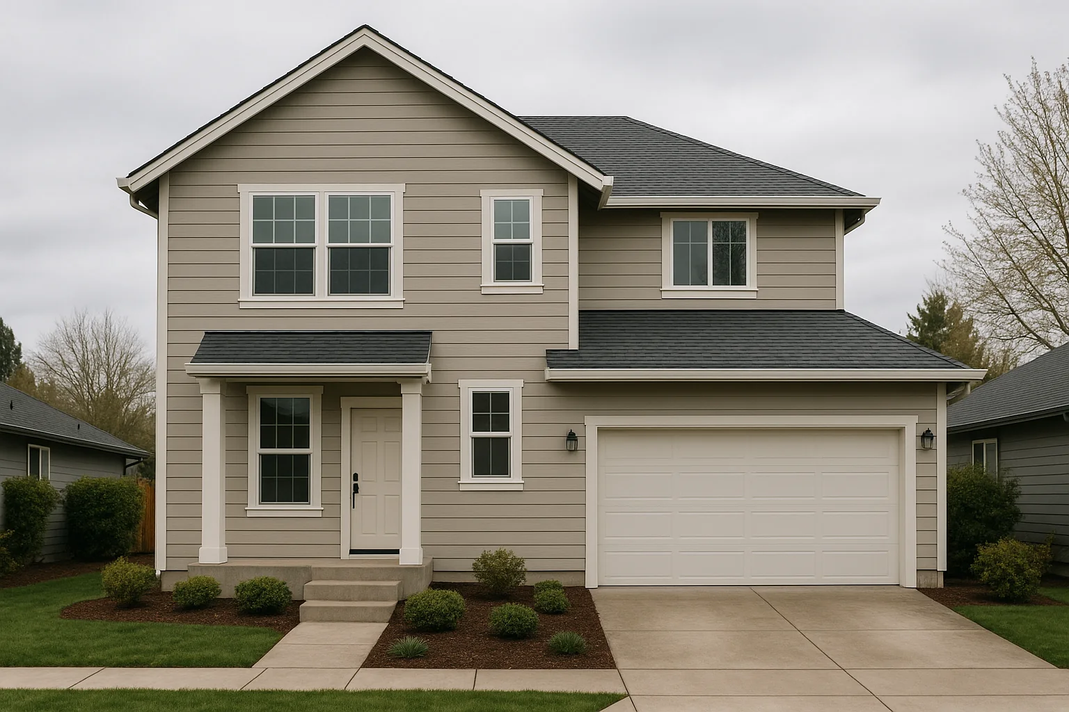 Fresh fiber cement siding on a Corvallis home under valley light